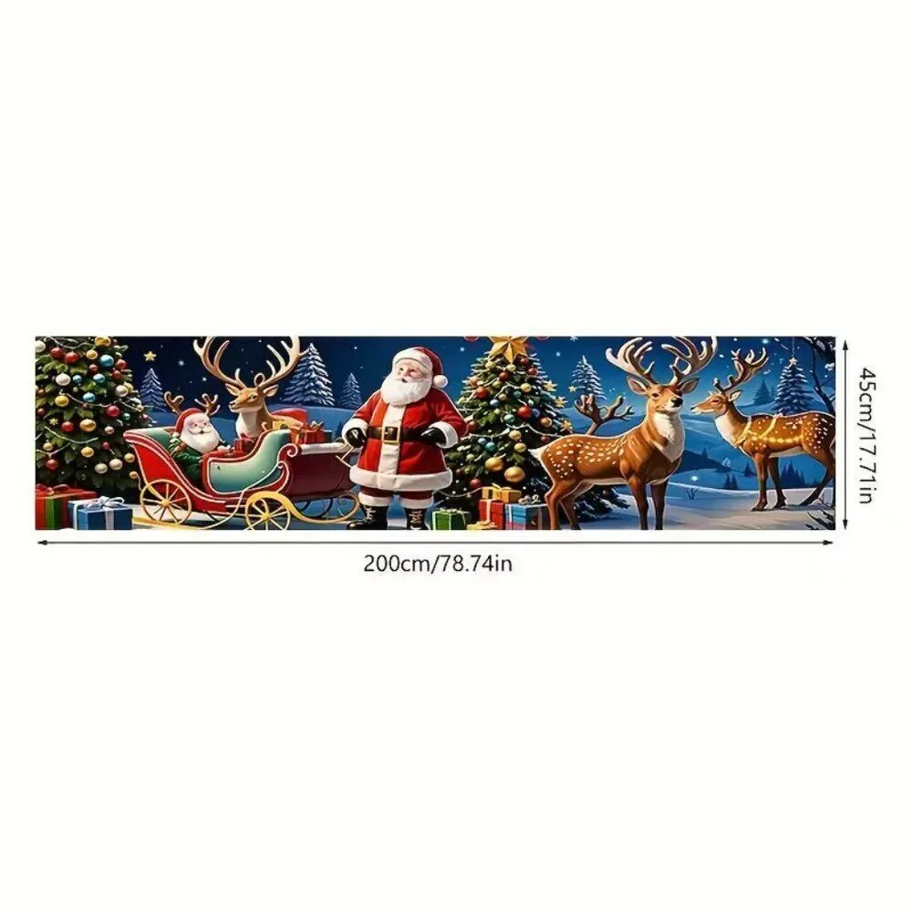 18 x 79 Holiday Wall Banner Festive Christmas Santa w Sleigh and Reindeer